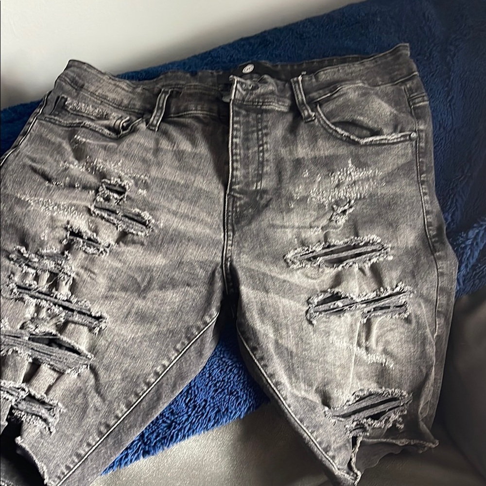 COPY - Jordan Craig Distressed Gray Denim Jeans